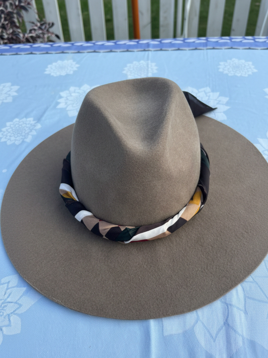 Brown Felt Hat - scarf