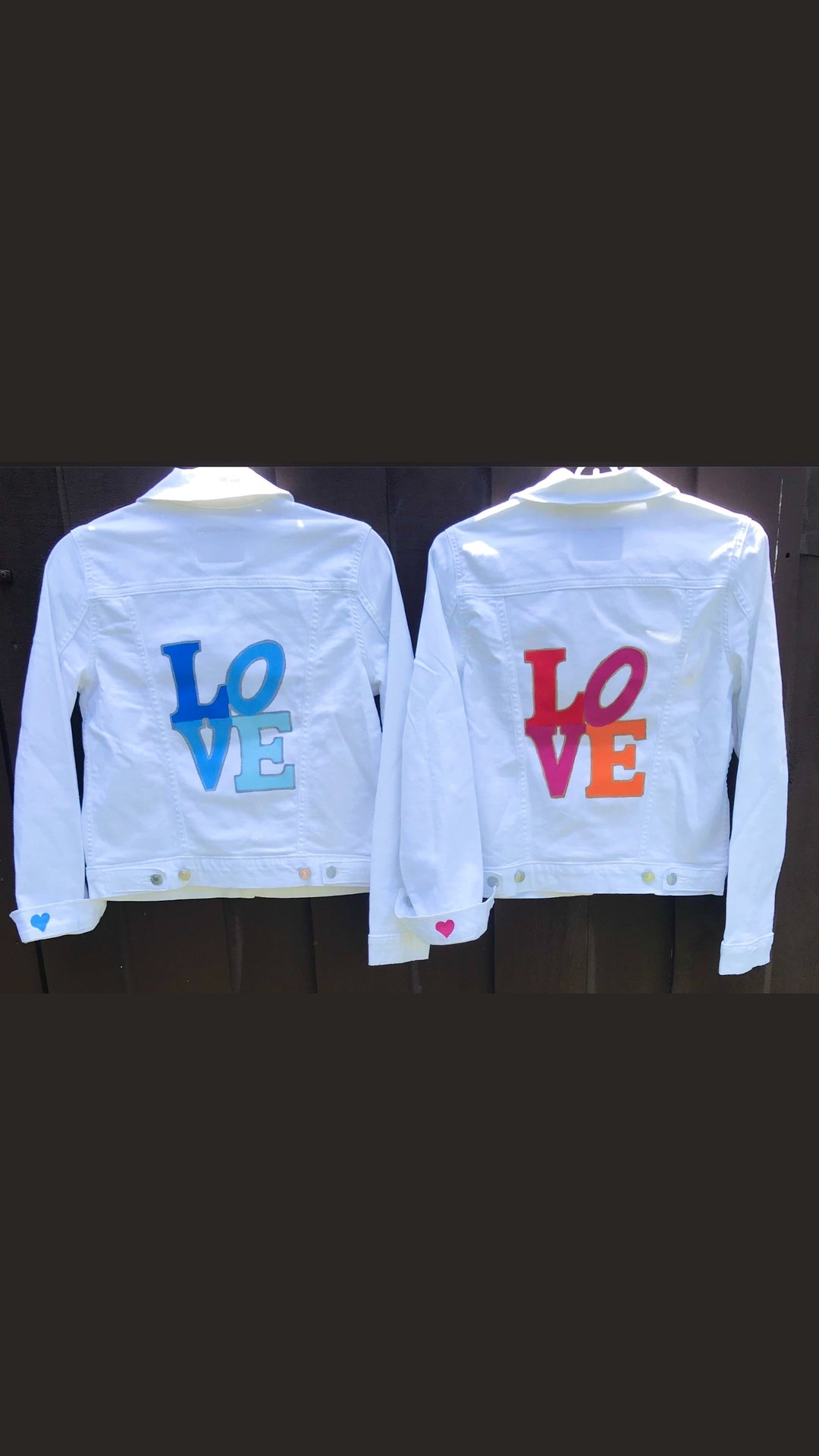 White Jacket - Multi Blue & Pink LOVE