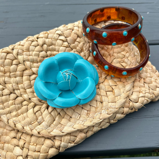 Tortoise Bangle bracelets with Turquoise