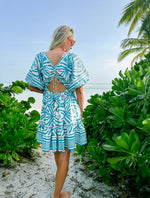 Load image into Gallery viewer, Turquoise Ikat Open Back Dress
