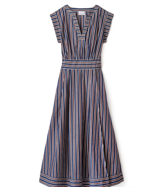 Navy & Tan Stripe Dress