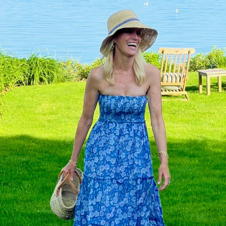 Raffia Bucket Hat - PeriwinkleBlue