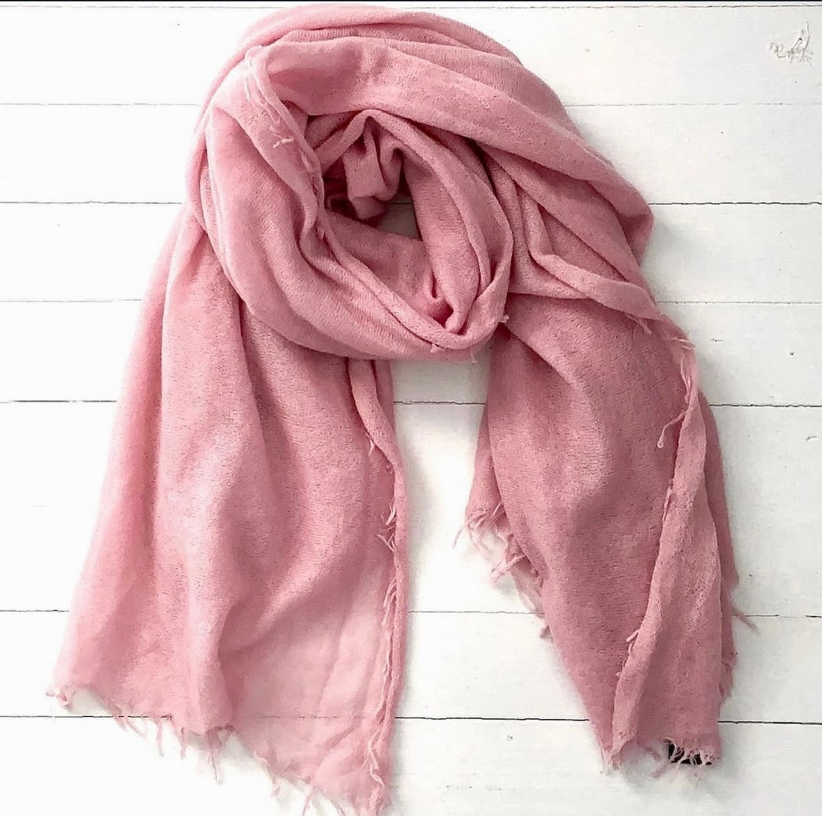 Cashmere Wrap/Scarf Tan & White