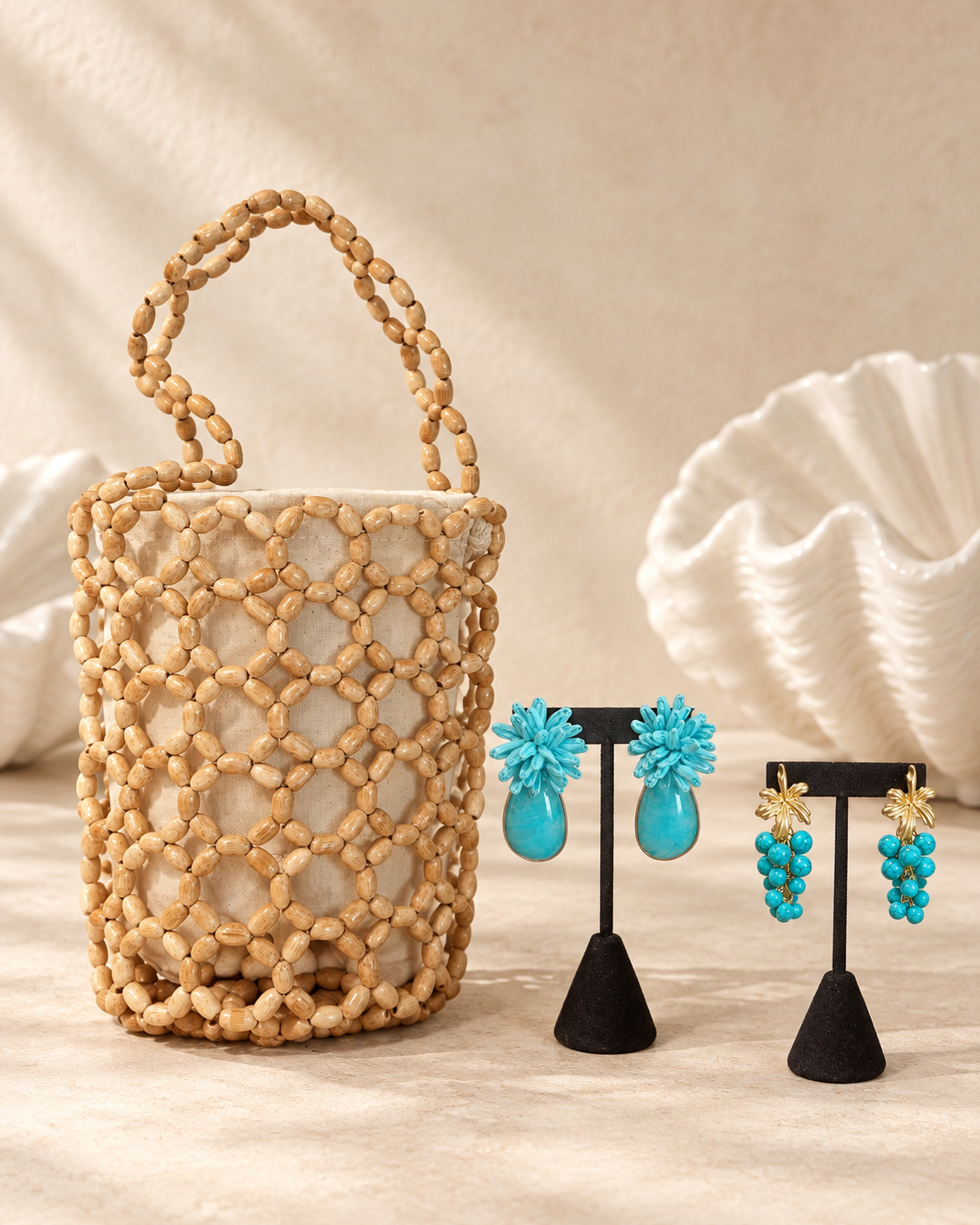 Natural Beaded Bag