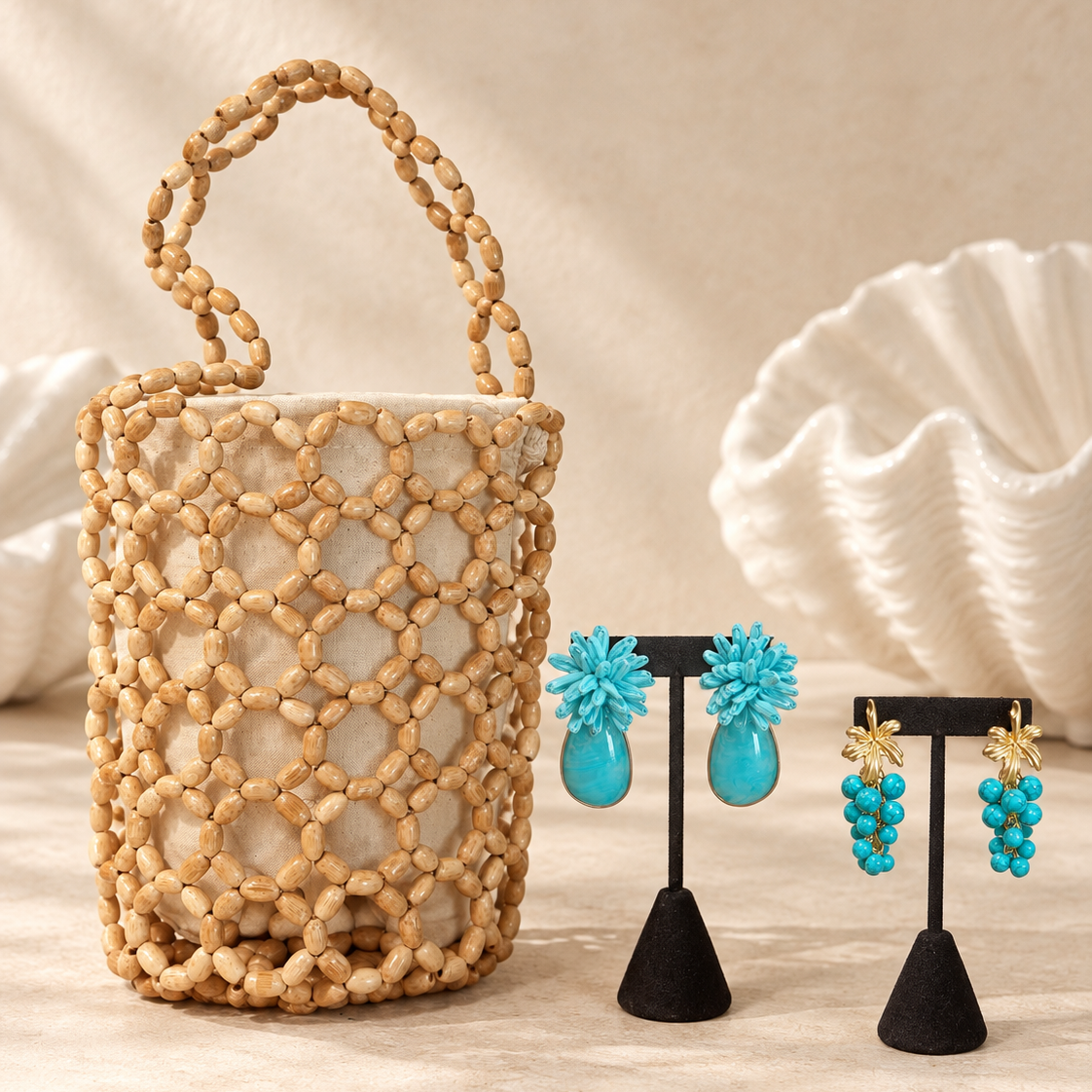 Raffia & Turquoise Earrings