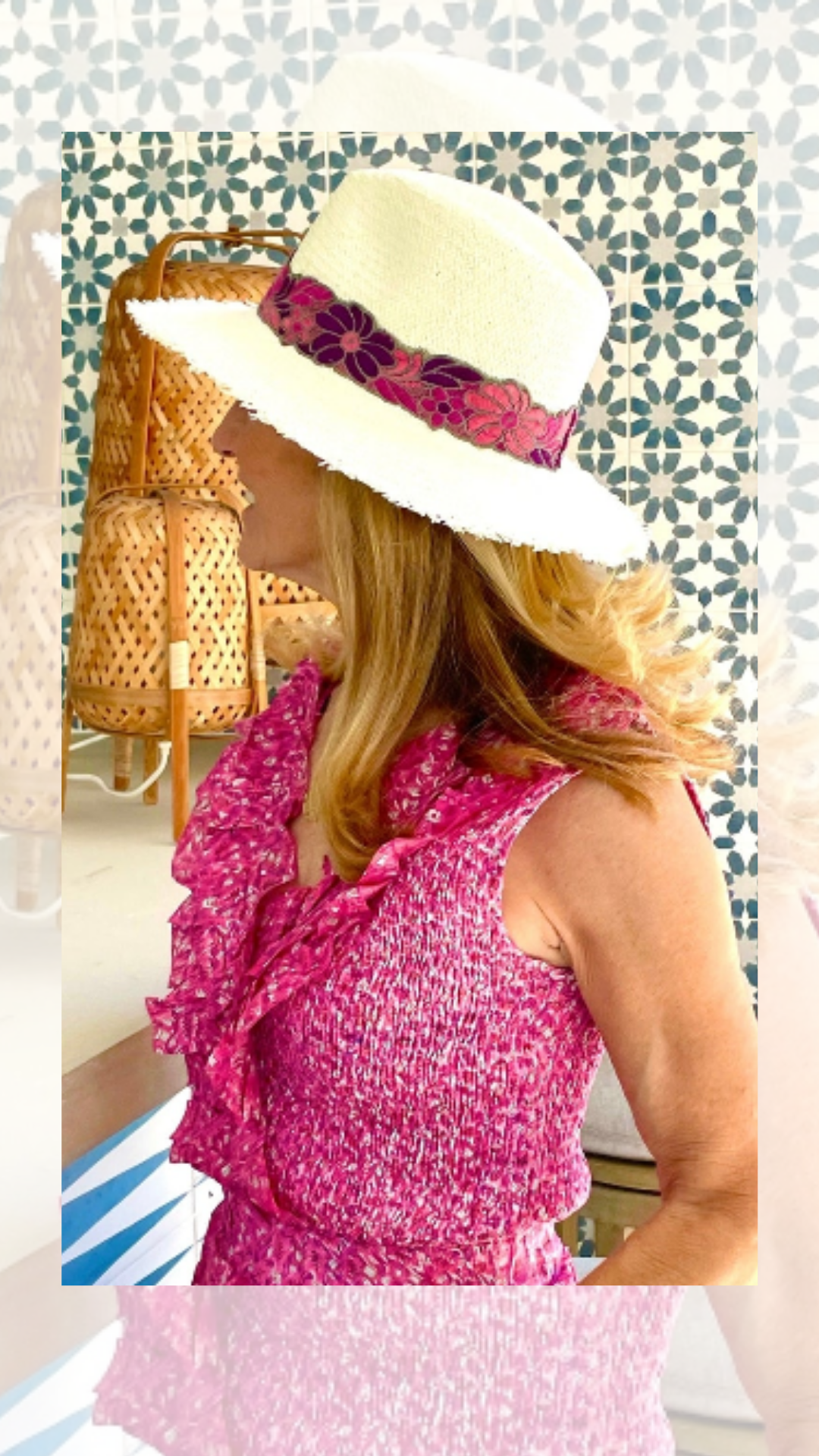Packable Panama Hat - Magenta & Lavender