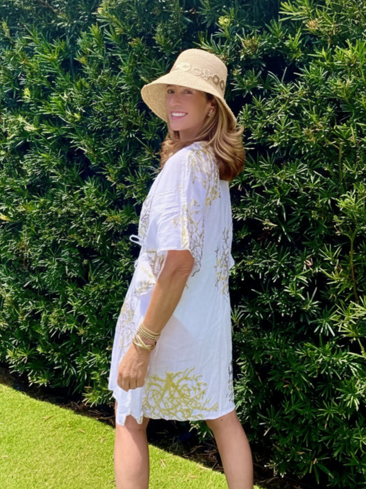 Raffia Bucket Hat - Gold