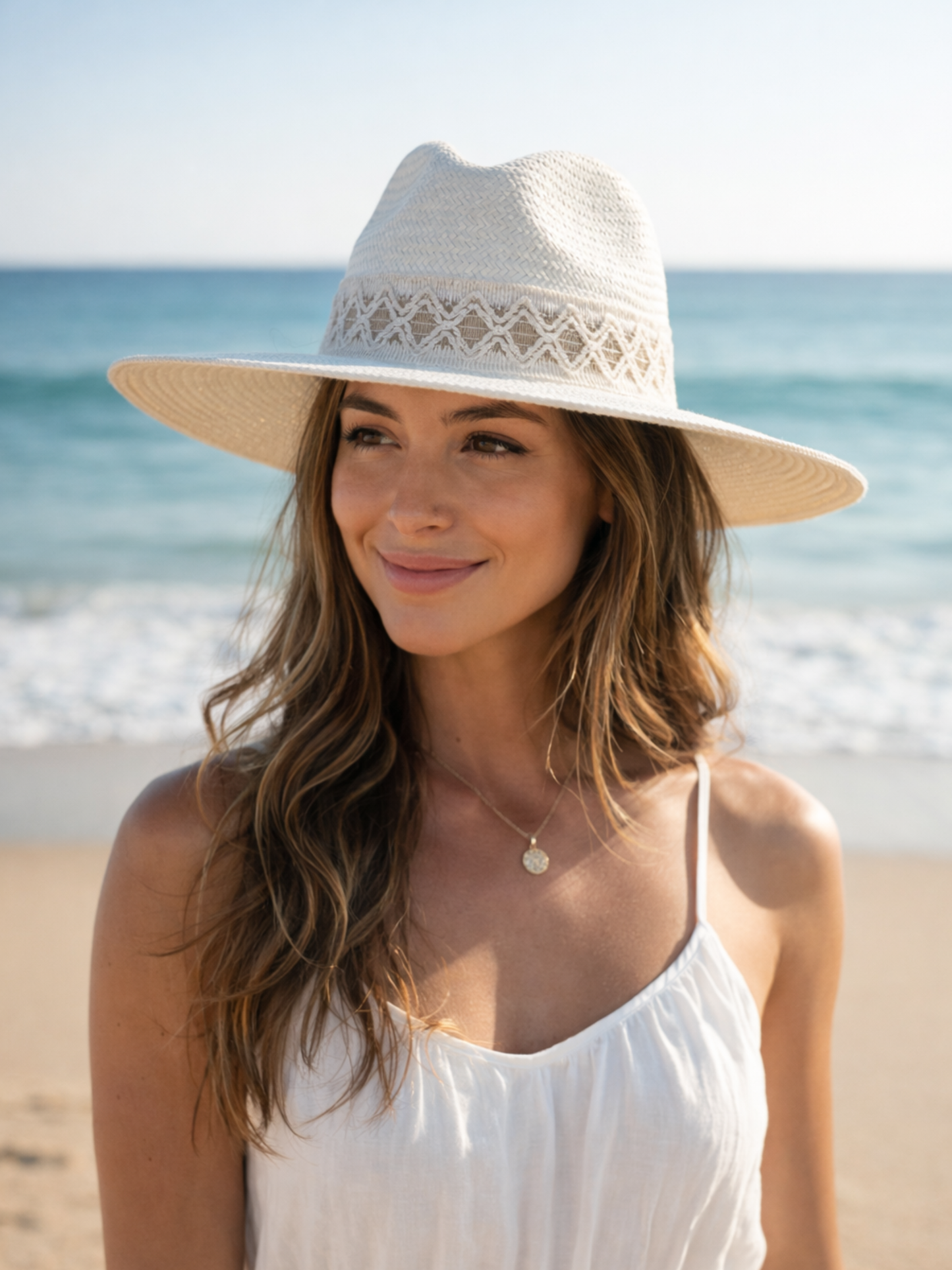 White Panama with Raffia Trellis