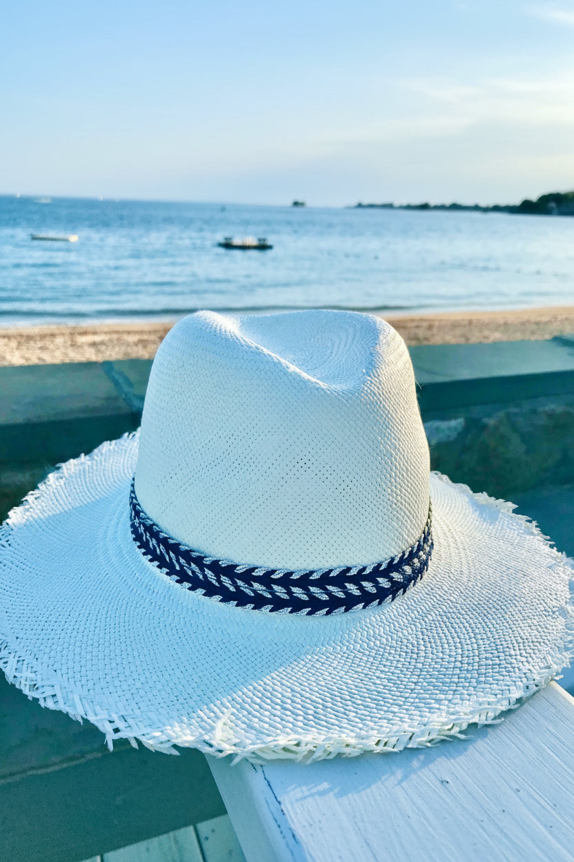 Fringe Hat with Navy/Silver Wave