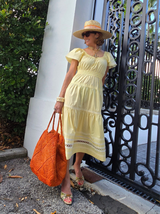 Orange Raffia Tote