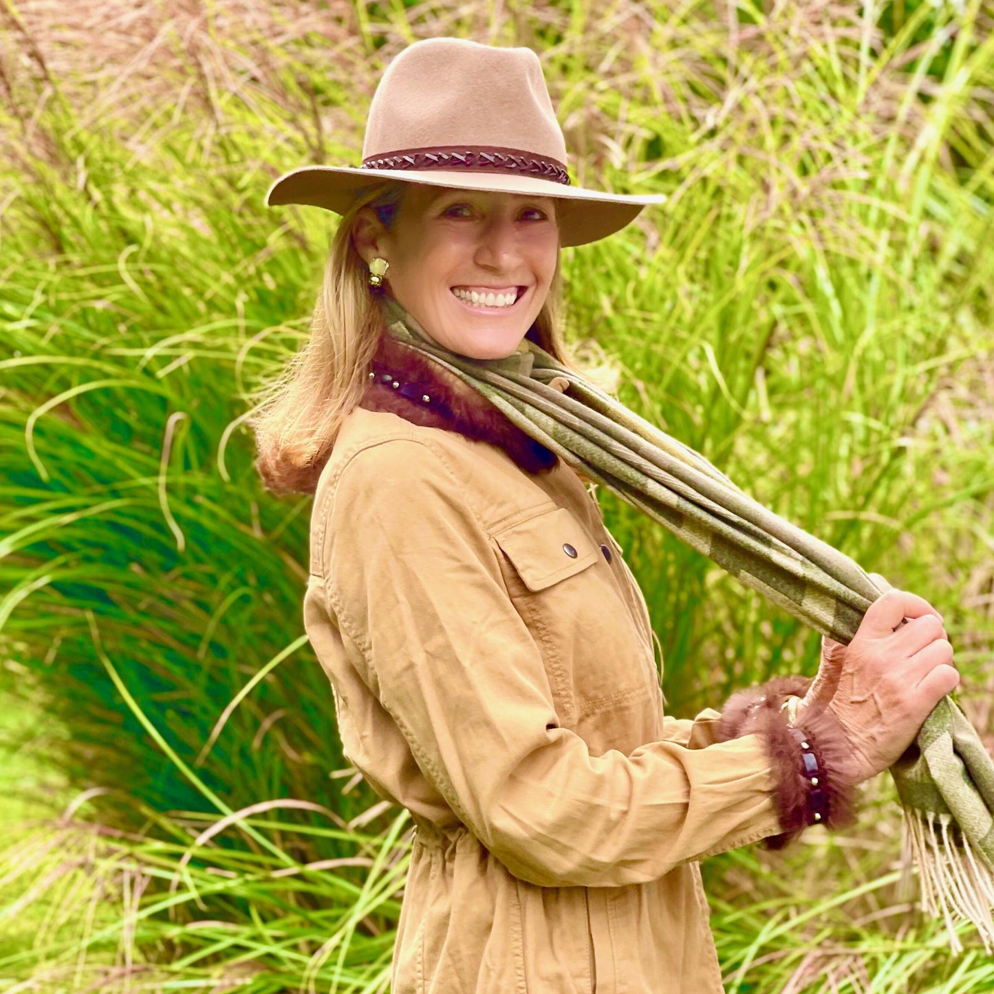 Camel / Tan Jacket with Fur Collar & Cuff