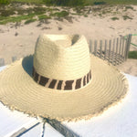Load image into Gallery viewer, Zebra Fringe Wide Brim Hat
