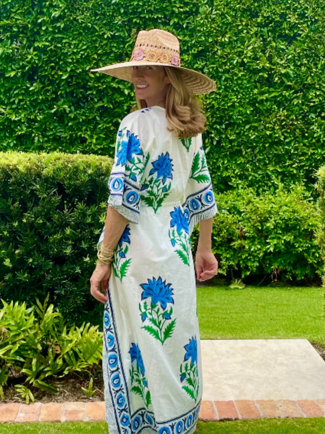 Blue & Green Floral Kaftan