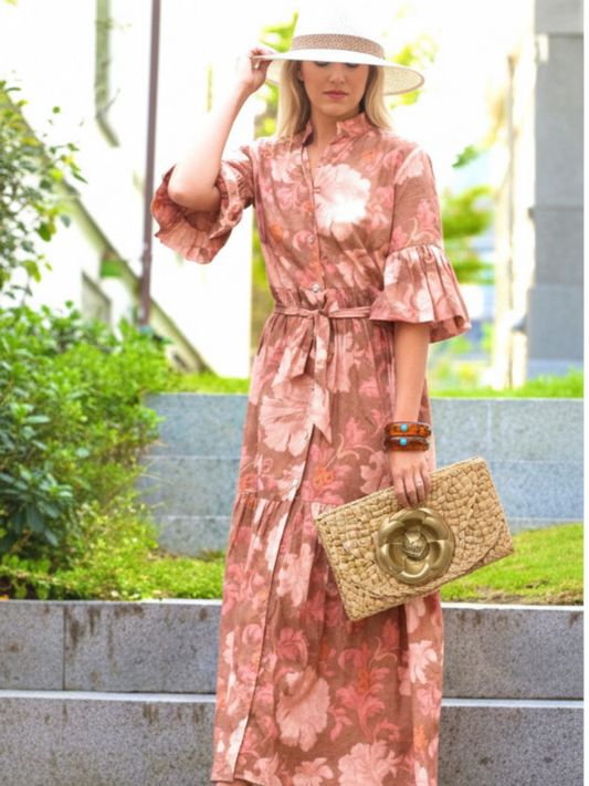 Copper / Rose Flower Dress