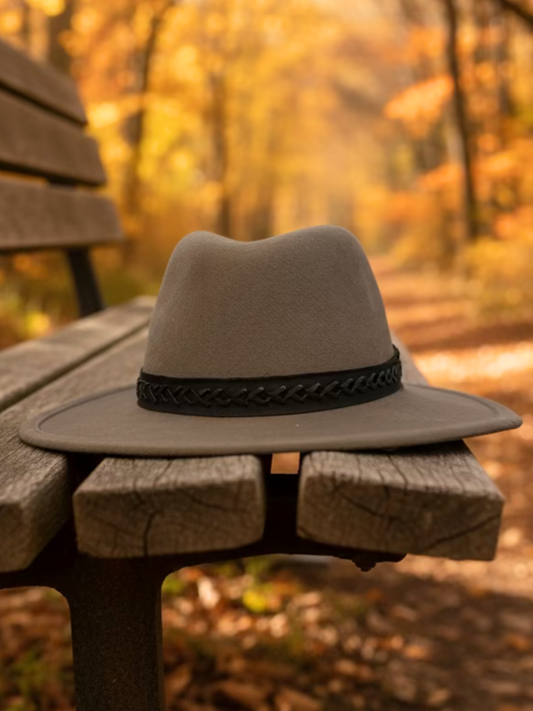 Brown Felt Hat with Chocolate Braid