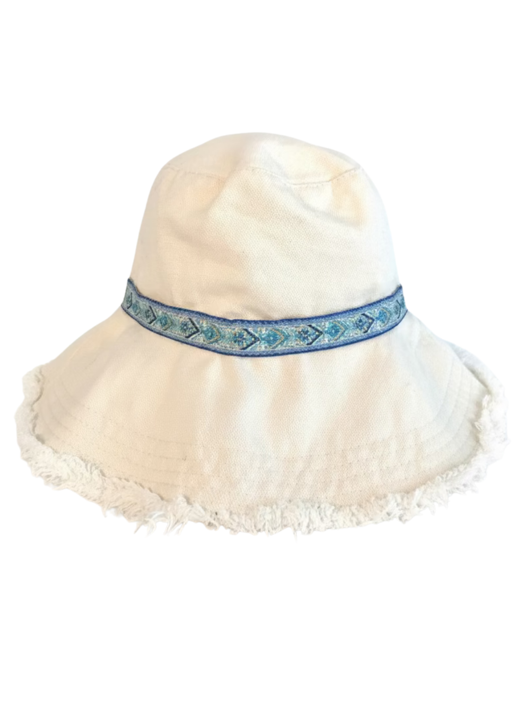 Cotton Twill Bucket Hat with Fringe