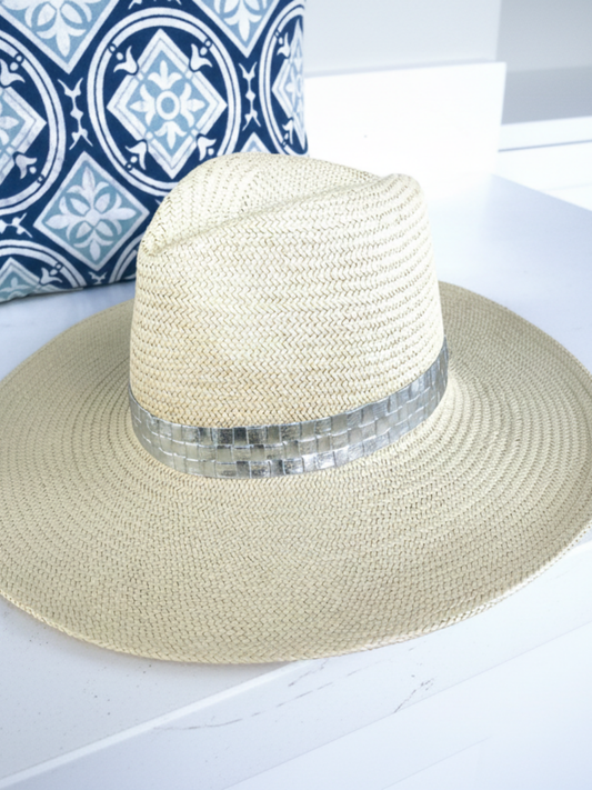 Embossed Silver Panama Hat