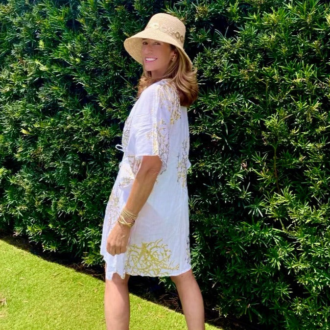 Raffia Bucket Hat - Gold