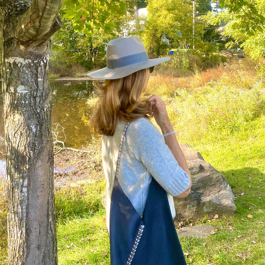 Grey Felt Hat with Grey Suede Detail