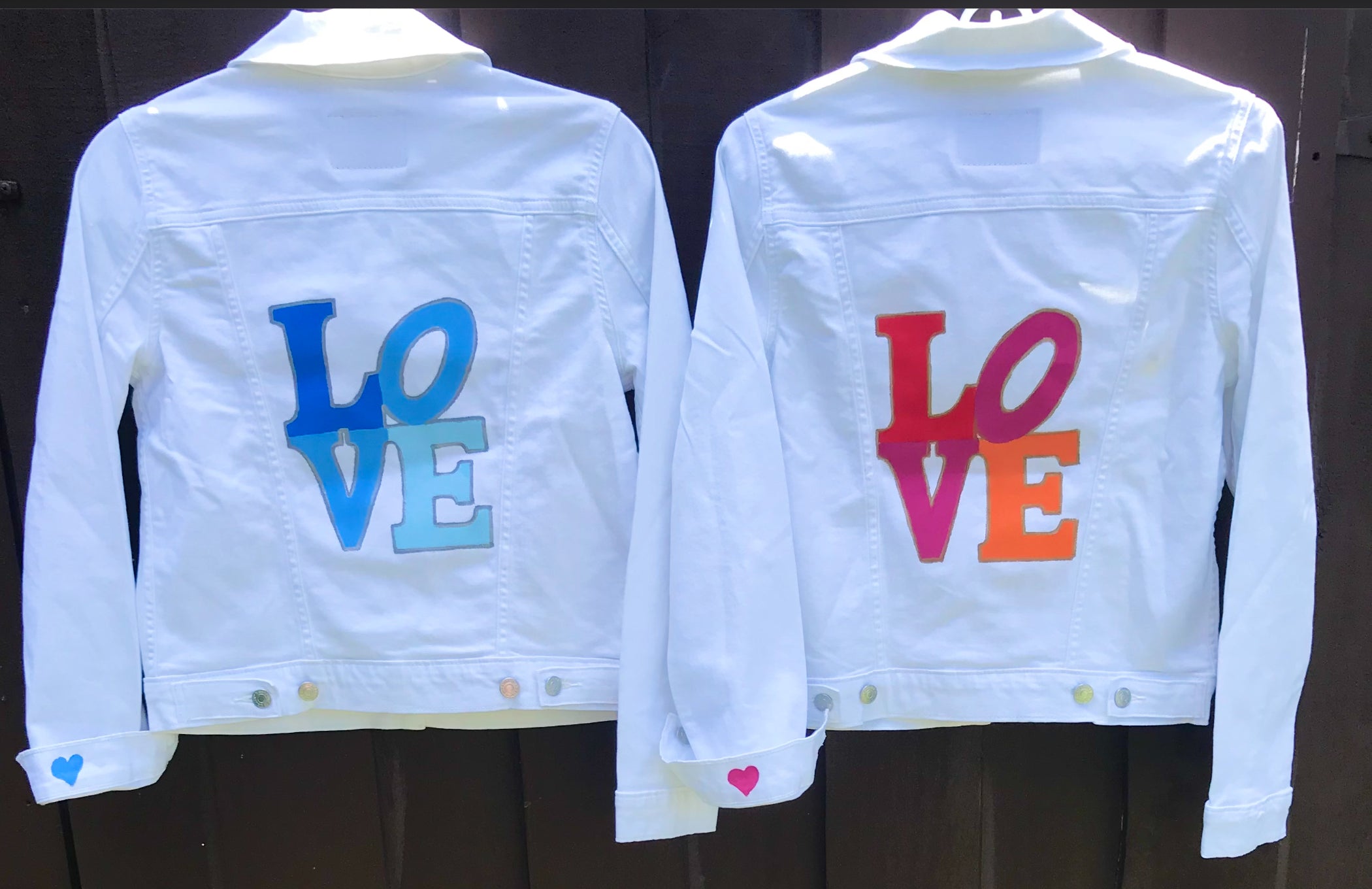 White Jacket -   Multi Blue & Pink LOVE