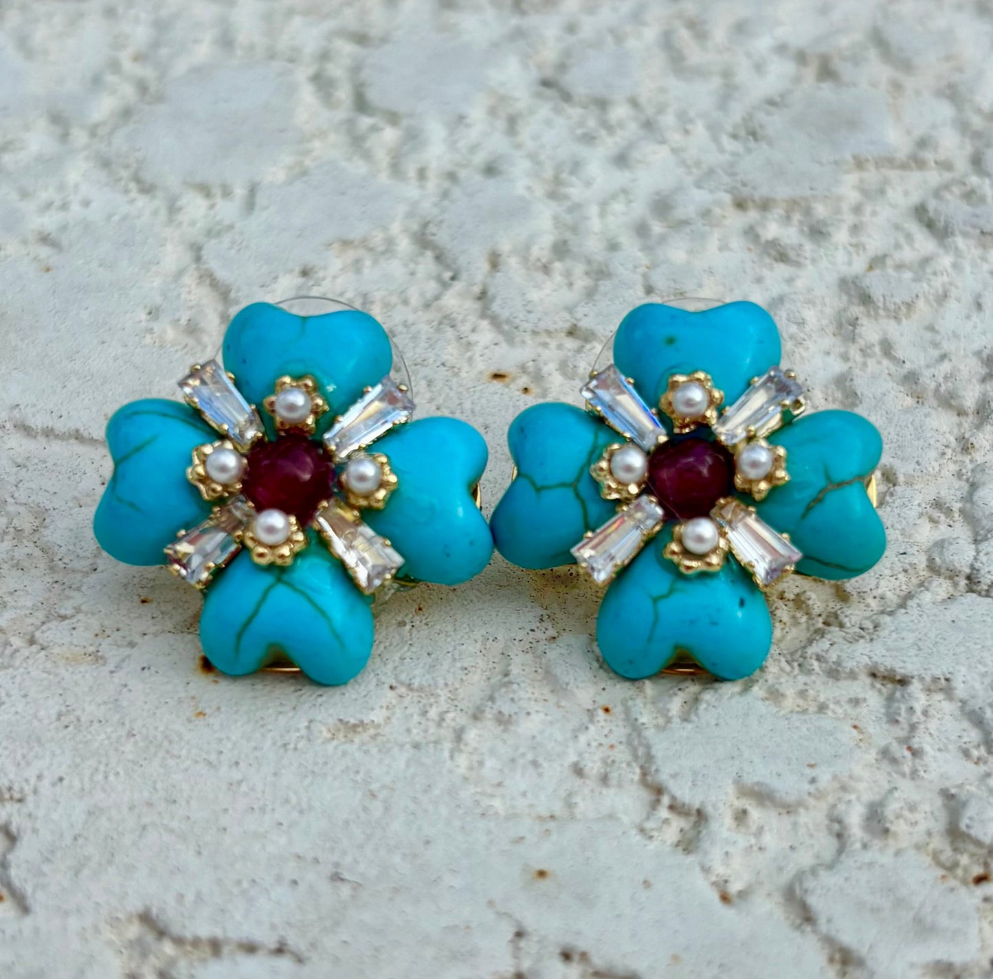 Turquoise & Stone Cover Earring