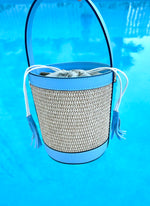 Load image into Gallery viewer, Raffia and Leather Bucket Bag
