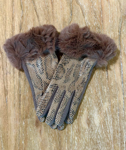 Skin Glove with Fur Cuff