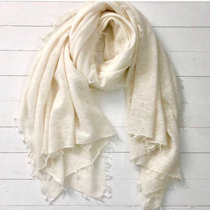 Cashmere Wrap/Scarf Tan & White