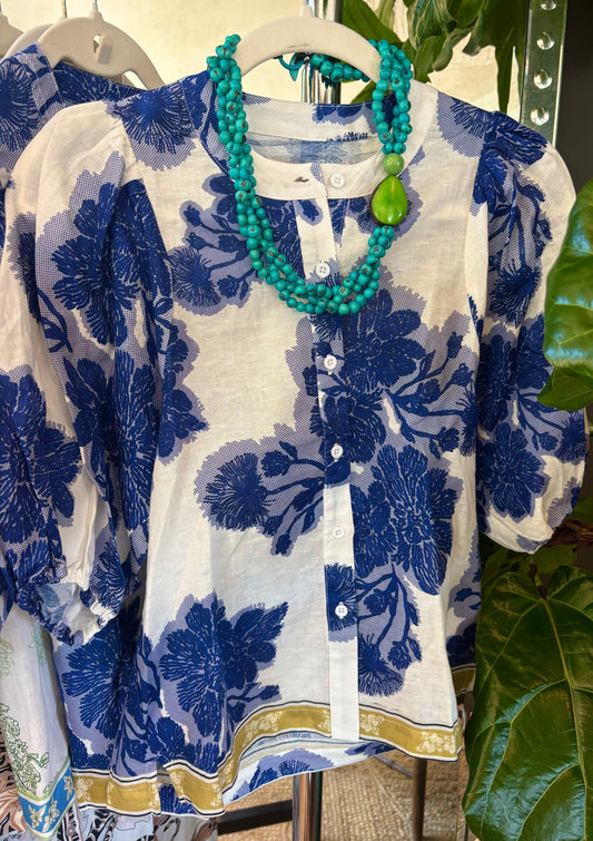 Blue Flower Blouse