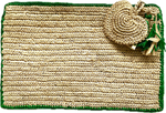 Load image into Gallery viewer, RAFFIA CLUTCH NAVY &amp; GREEN HEART
