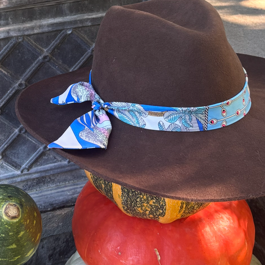 Brown Felt Hat with Scarf