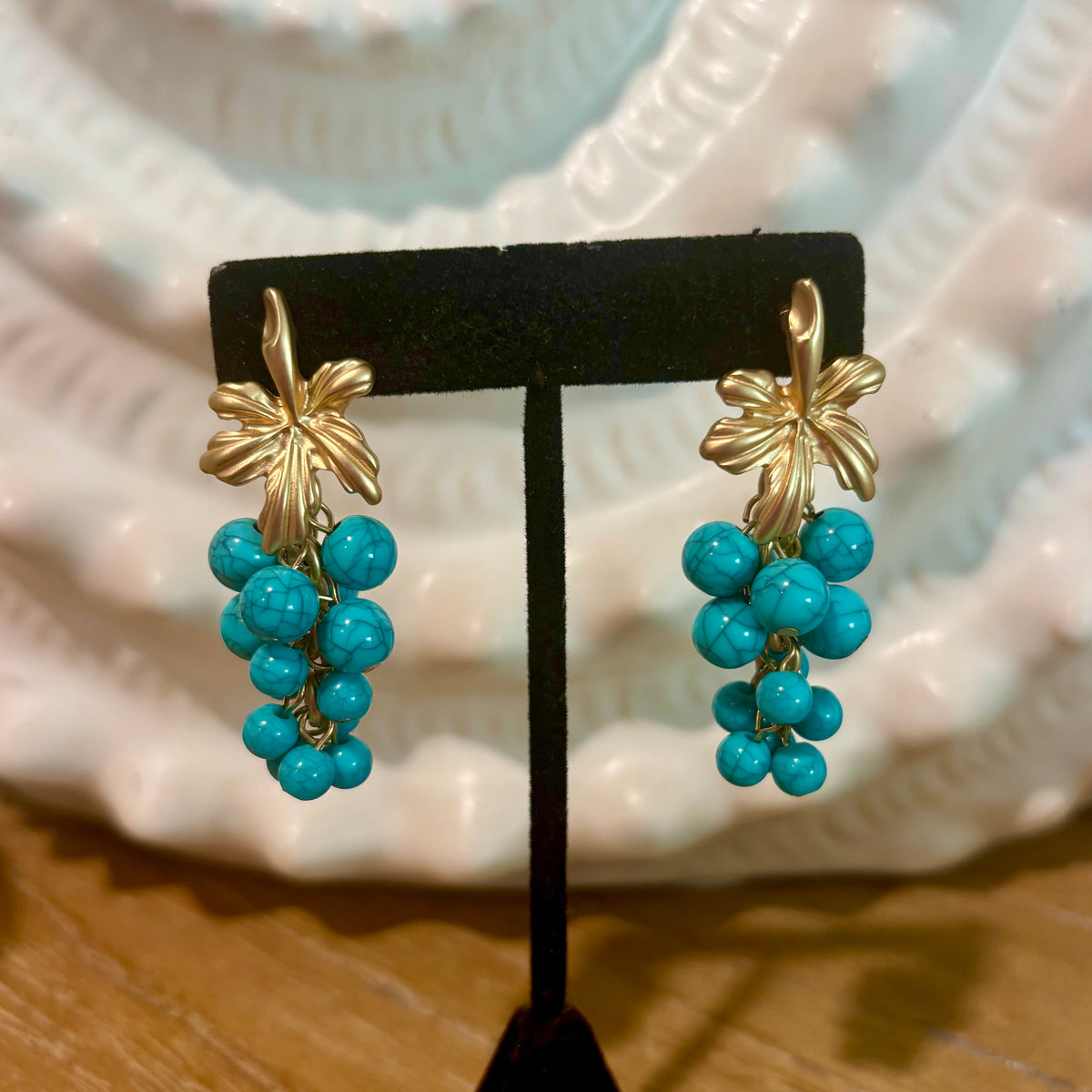 Turquoise Earrings - leaf design