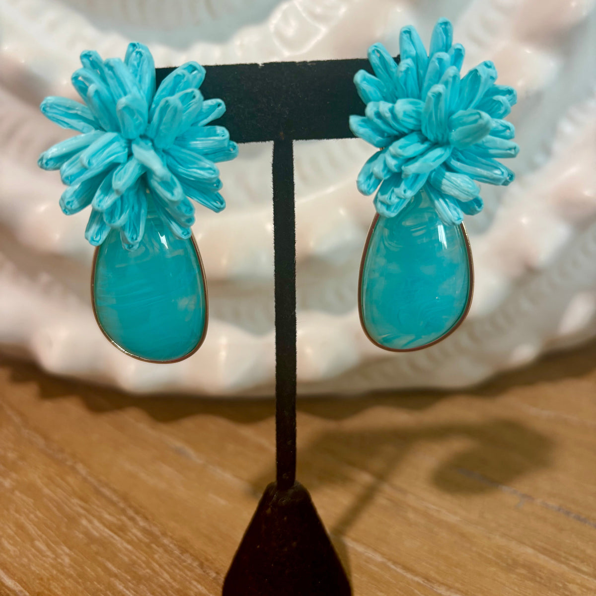 Raffia & Turquoise Earrings