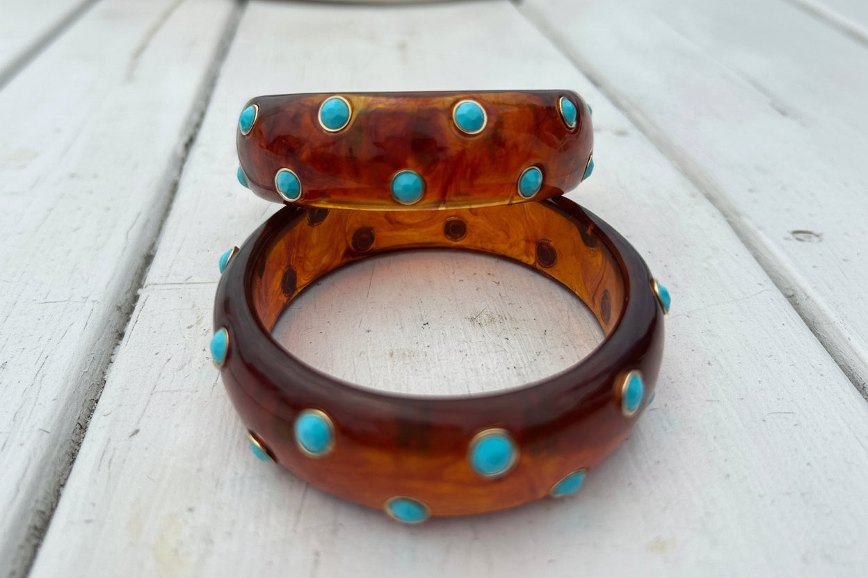 Tortoise Bangle bracelets with Turquoise