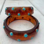 Load image into Gallery viewer, Tortoise Bangle bracelets with Turquoise
