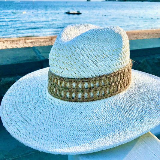 White Panama with Raffia Trellis