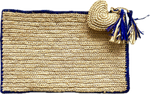 Load image into Gallery viewer, RAFFIA CLUTCH NAVY &amp; GREEN HEART
