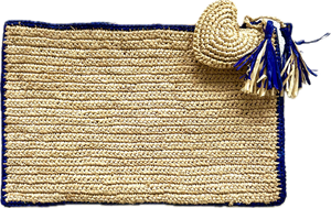 RAFFIA CLUTCH NAVY & GREEN HEART