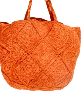 Orange Raffia Tote