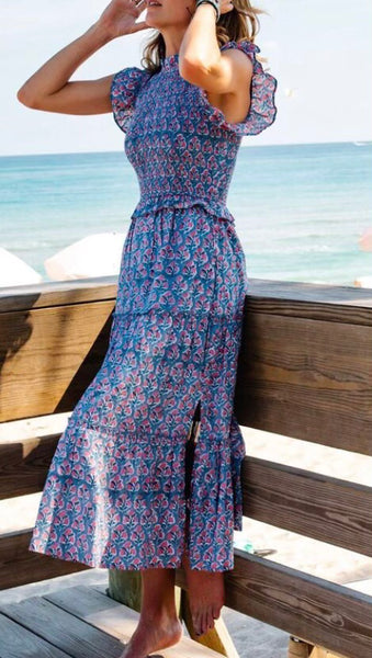 【Since Then】French Resort Floral Ruffle Long Dress Fairy ruffle long dress – SINCETHEN