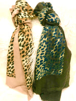 Load image into Gallery viewer, Blue Leopard Cozy Scarf/Wrap
