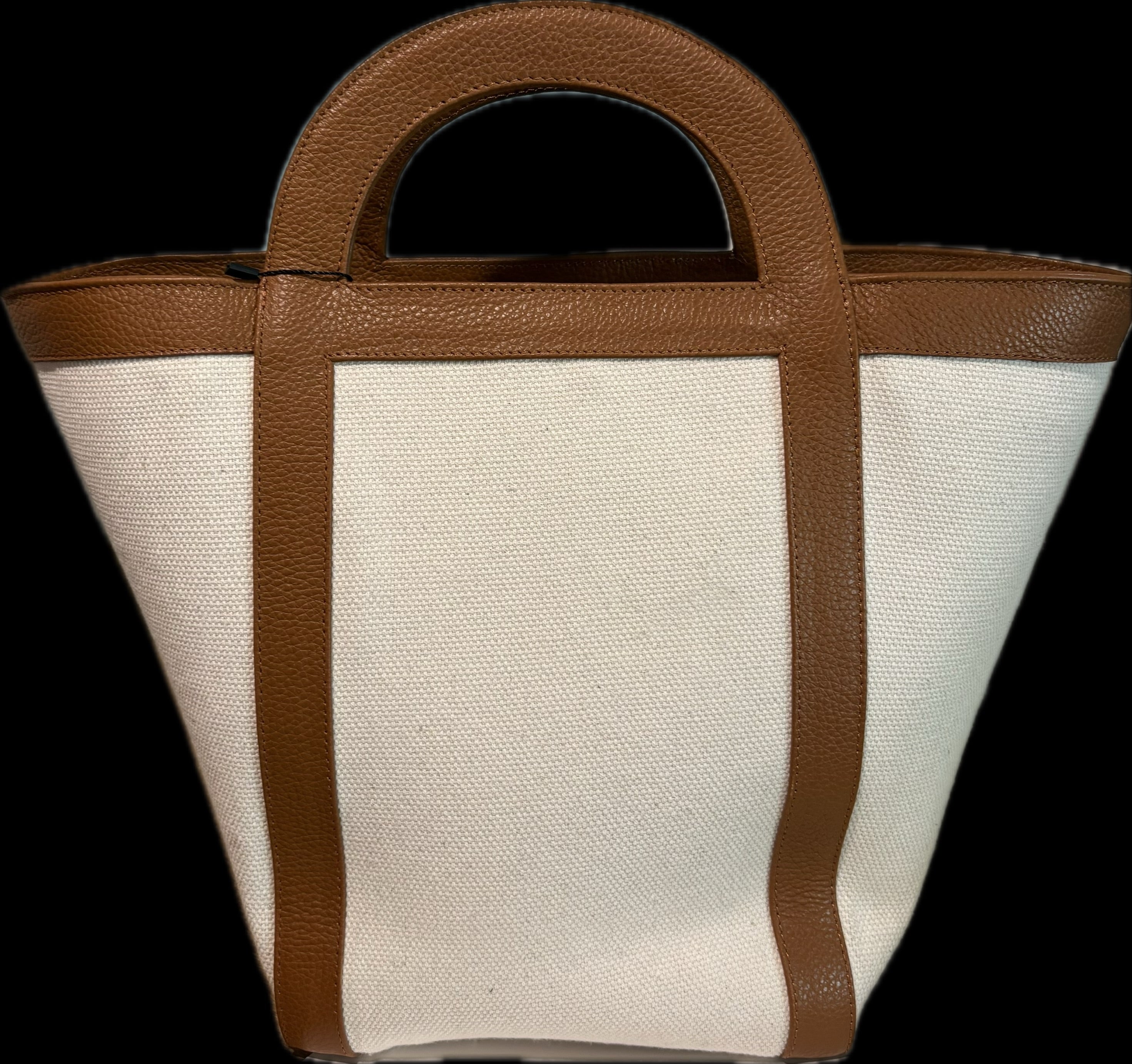 Tan Leather & Linen Tote