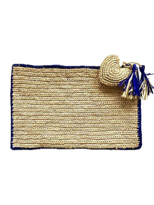 Raffia Heart Clutch - Green or Blue
