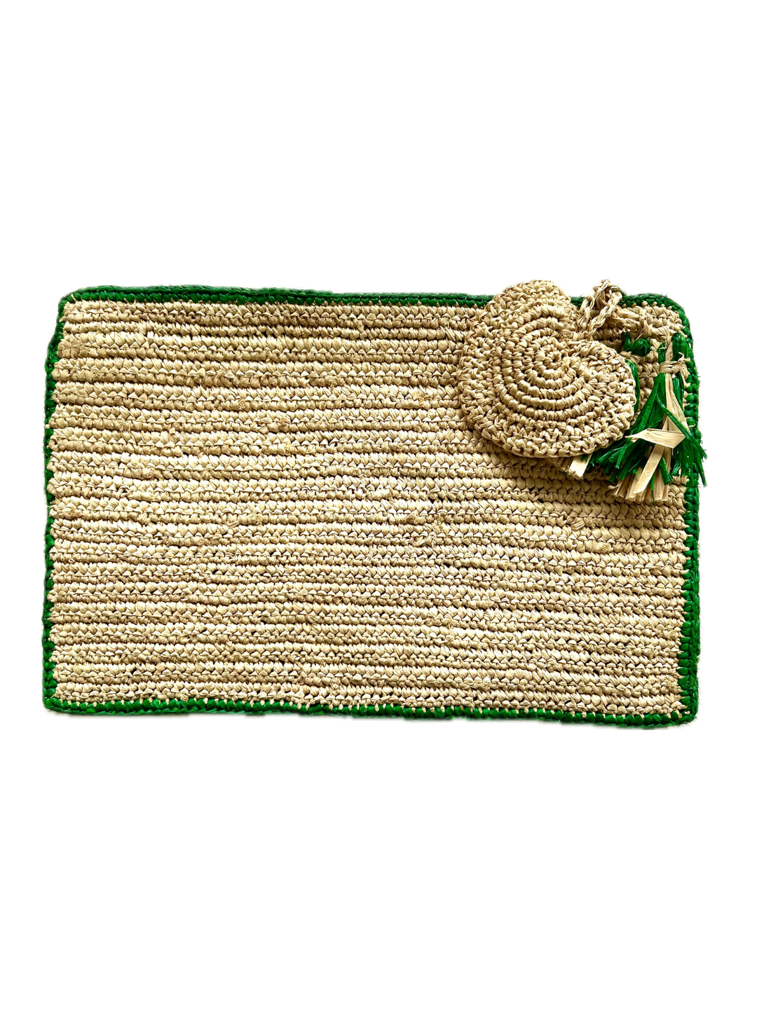 Raffia Heart Clutch - Green or Blue