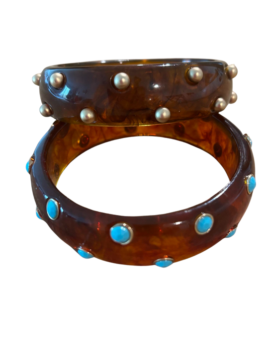 Bangles - Gold and Turquoise Stud