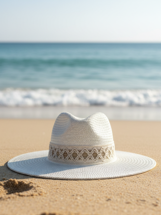 White Panama with Raffia Trellis