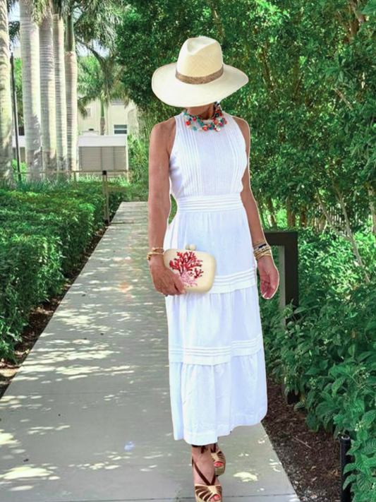 White sleeveless  dress