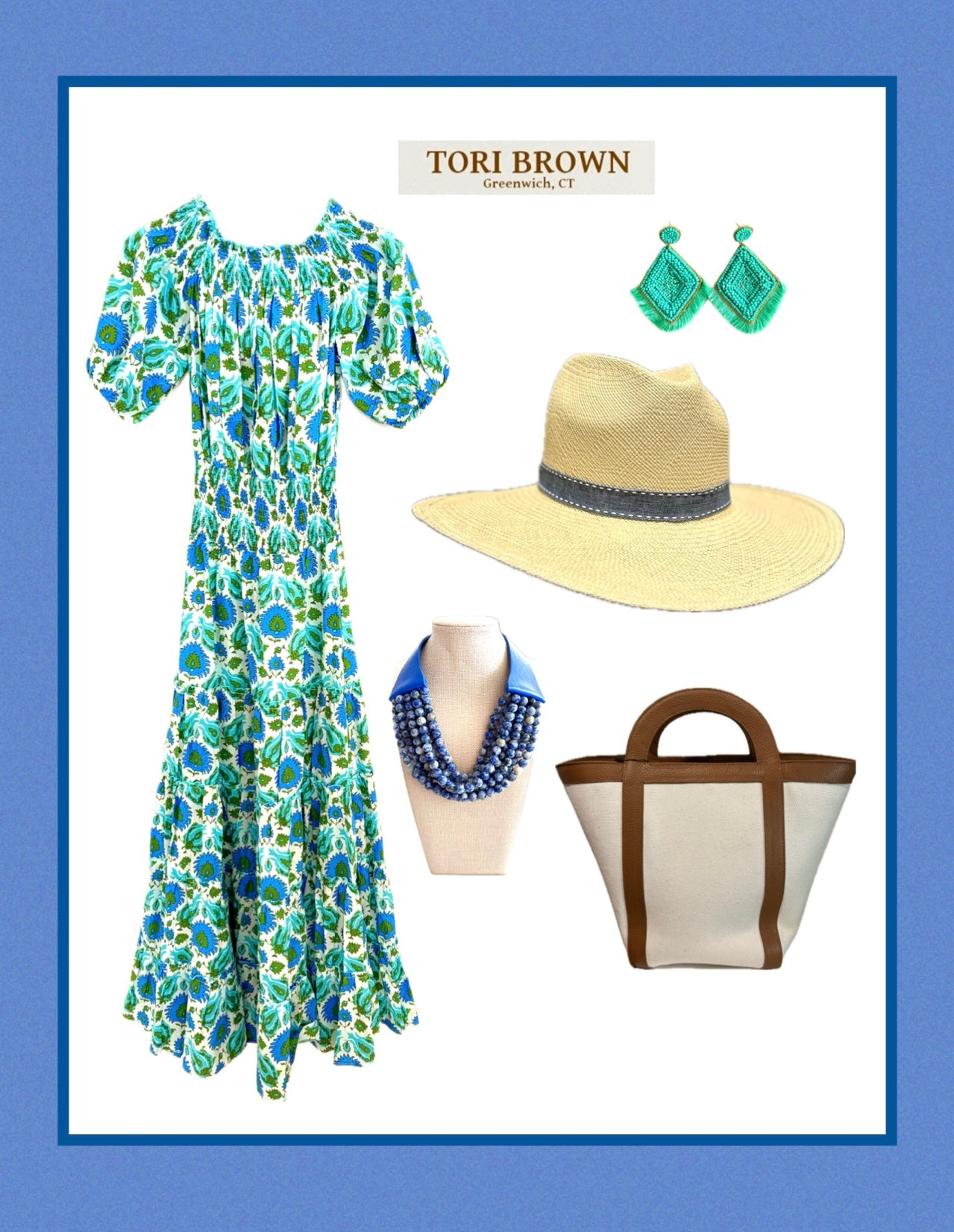 Floral Dress - Blue Green