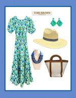 Load image into Gallery viewer, Floral Dress - Blue Green
