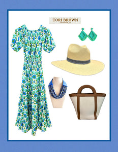 Floral Dress - Blue Green